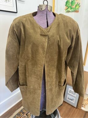 Women’s vintage Olive Suede Open-Front Jacket